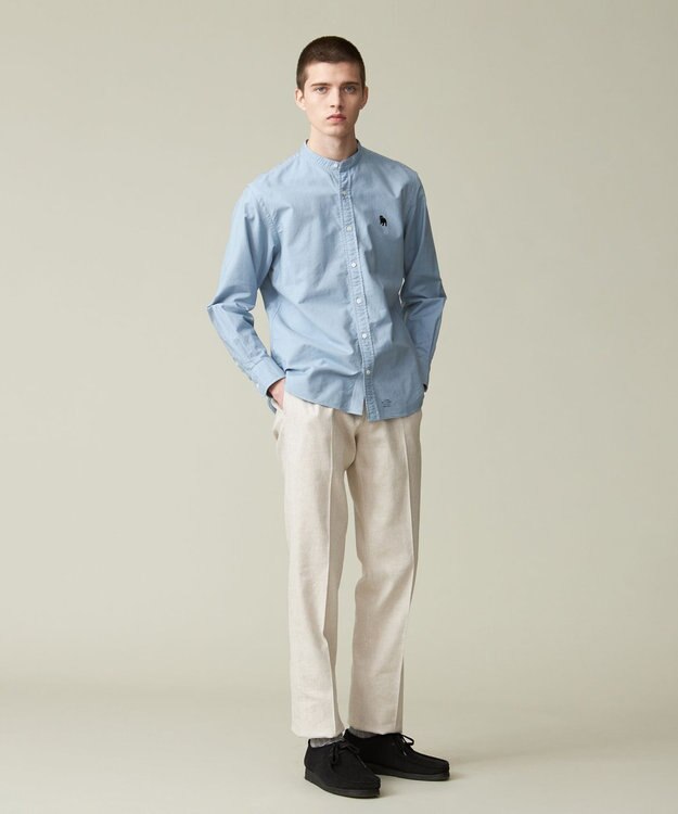 J.PRESS MEN 【大人気バックブル】バンドカラー オックスフォードシャツ サックスブルー系