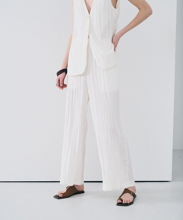 uncrave マシーンプリーツ ギャザーパンツ オフ