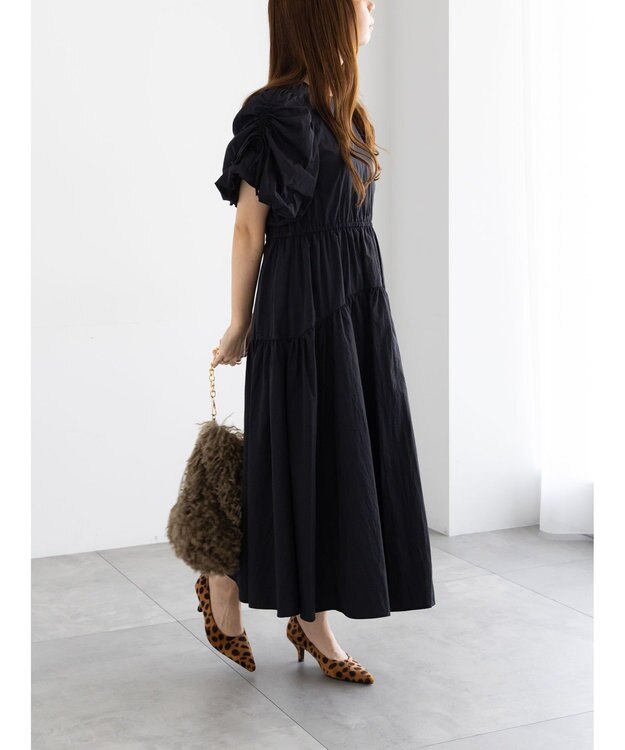 Te chichi スリーブリボンロングワンピース ブラック