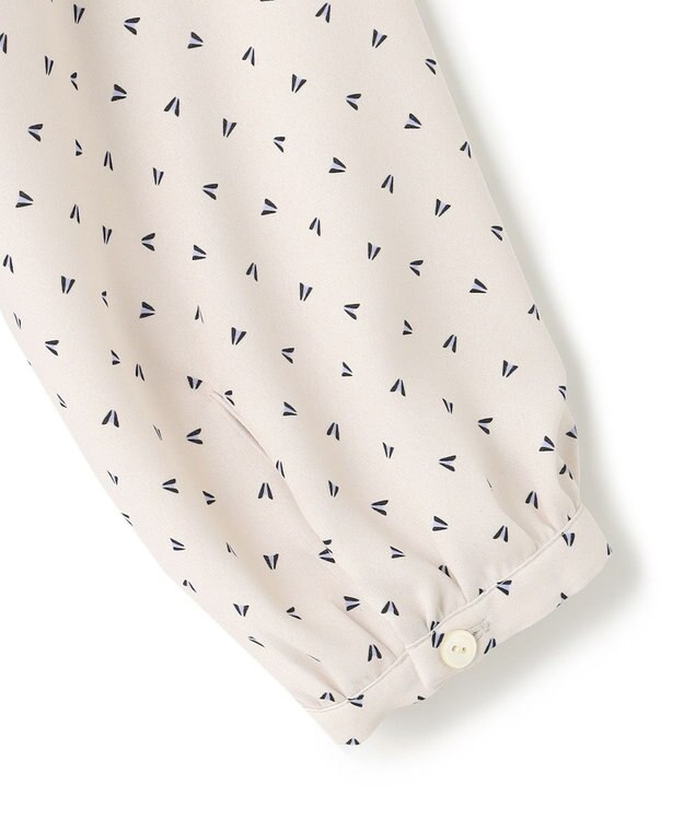 23区 L 【洗える】トライアングルプリント ネックデザイン ブラウス ベージュプリント