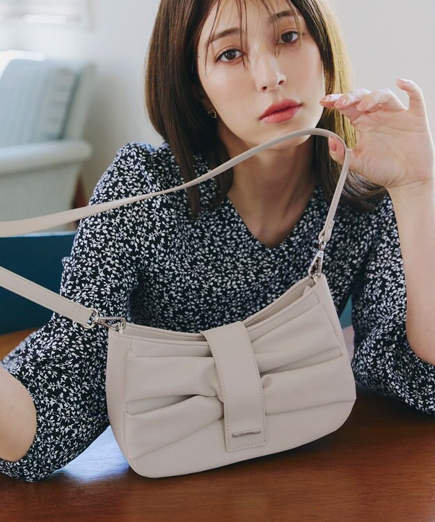 Tiaclasse 【安田美沙子さん着用・2way】リボンギャザーミニバッグ グレージュ