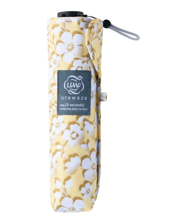 MOONBAT urawaza slim(ウラワザ スリム) 3秒でたためる傘 折りたたみ傘 フローティングフラワー 大きめ55cm UV レモンイエロー