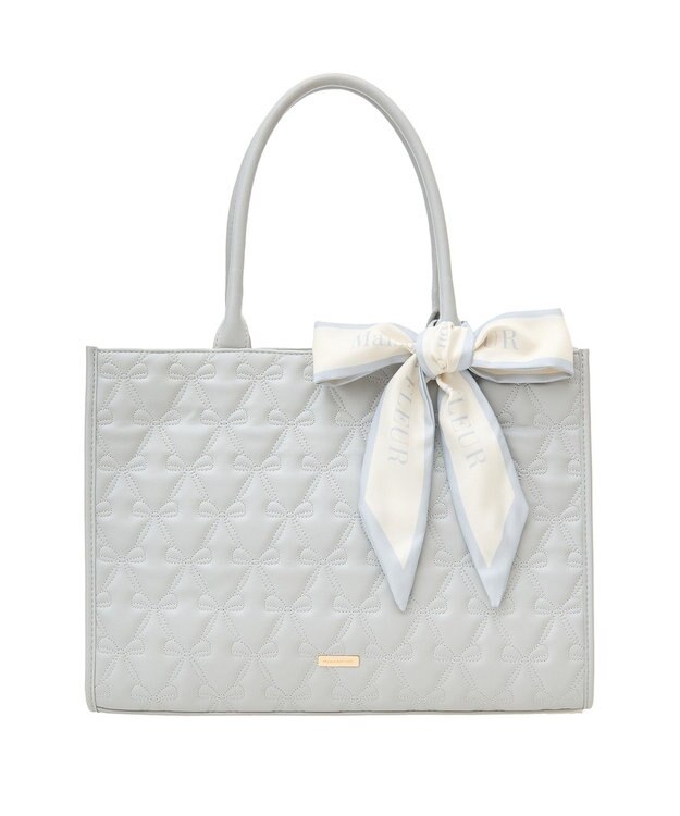 Maison de FLEUR EC限定スカーフ付リボンキルティングトート Grayish Blue