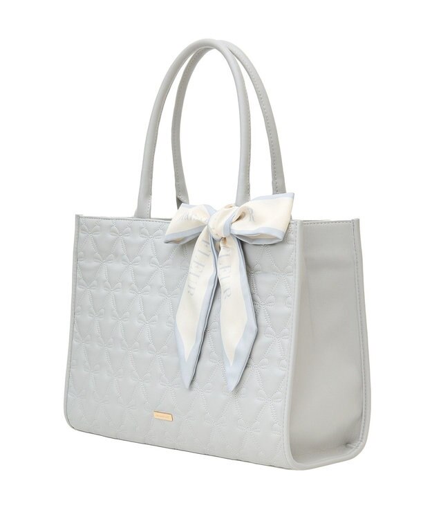 Maison de FLEUR EC限定スカーフ付リボンキルティングトート Grayish Blue