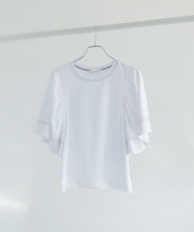 Green Parks ■ＥＳＣＡＲ　バイカラーｓｔフレアスリーブＴＥＥ Off White