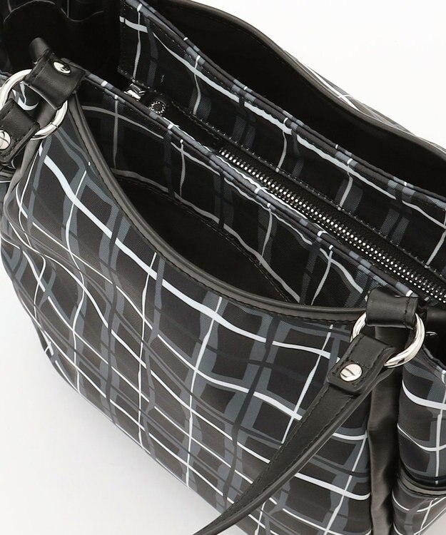 Y'SACCS ドローイングチェックトートバッグ ブラック