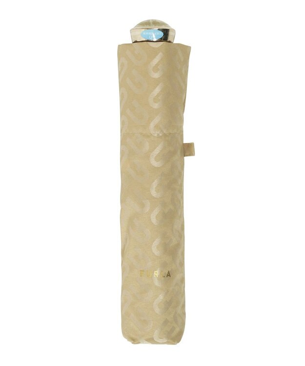 MOONBAT フルラ (FURLA) 折りたたみ傘 雨傘 ジャカード モノグラム ベア UV 軽量 ベージュ