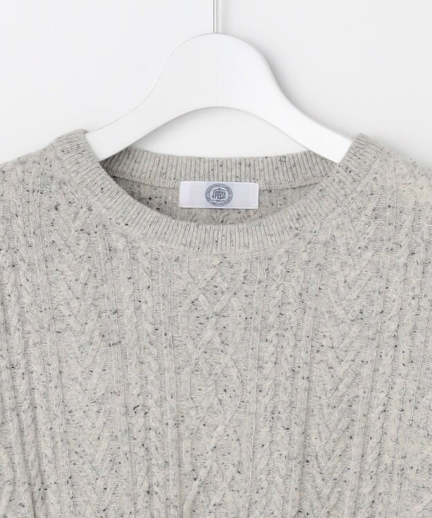 J.PRESS LADIES NEP クルーネック ケーブルニット ライトグレー系