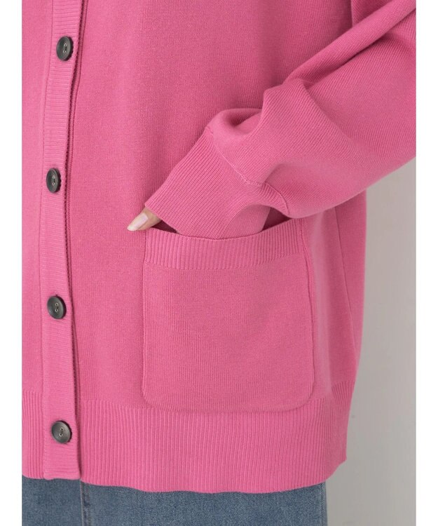 earth music&ecology クルーネックミドル丈カーディガン Pink