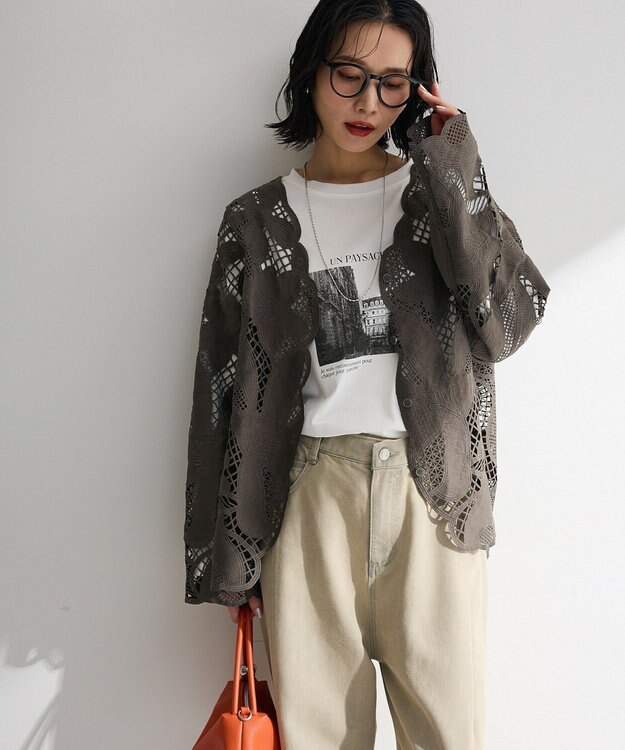 Green Parks レースカーディガン Gray