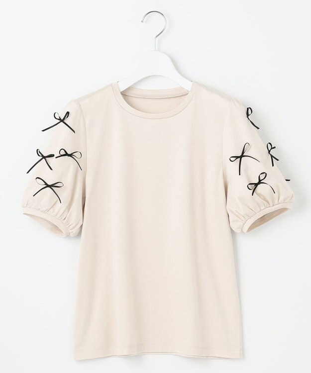 Feroux 【洗える】ランダムリボン カットソー ベージュ系