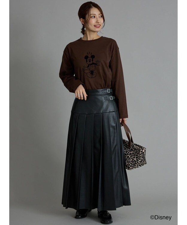 Te chichi 【Disney】ミッキー/フロッキープリントロンT ブラウン