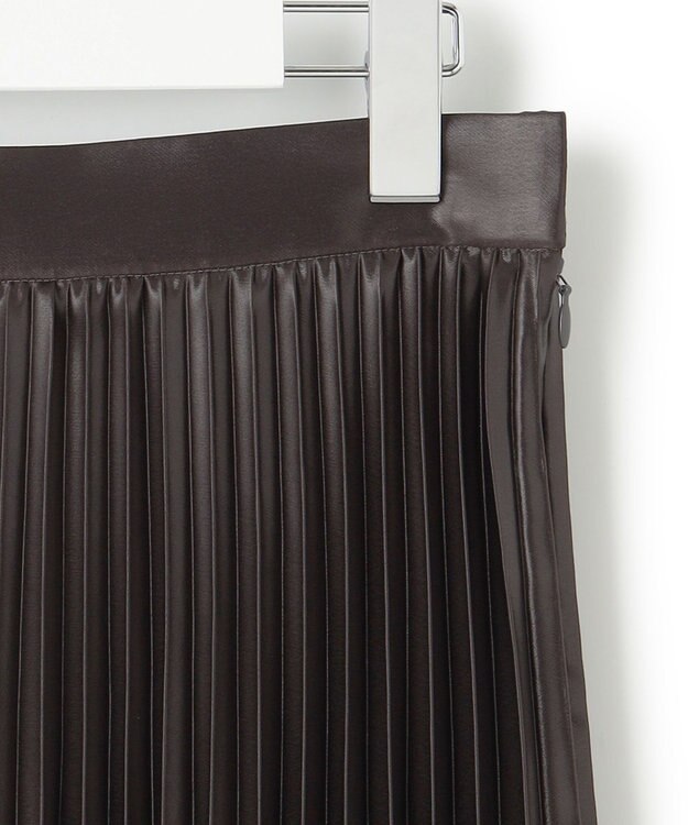 23区 【洗える】レザーライクプリーツ スカート ダークブラウン系