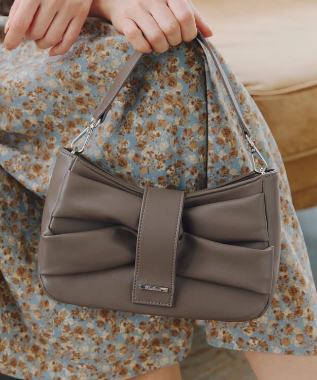 Tiaclasse 【安田美沙子さん着用・2way】リボンギャザーミニバッグ モカ