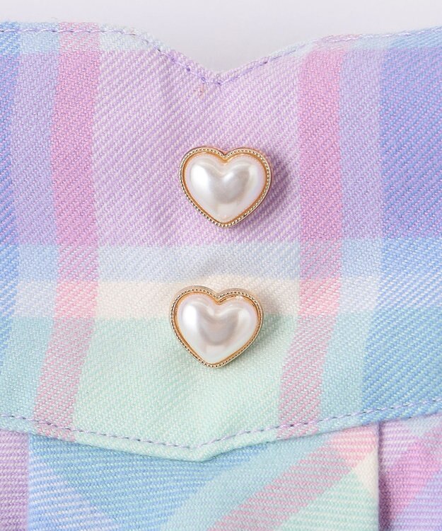 ANY KIDS シャギーチェックスカート ラベンダー系