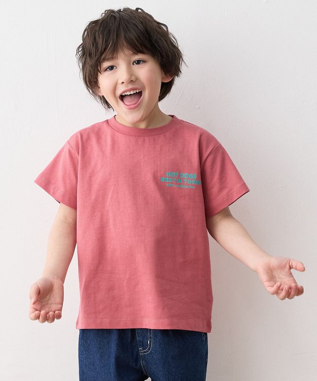 ANY KIDS バックプリント 半袖Tシャツ レッド（ホットドッグ）