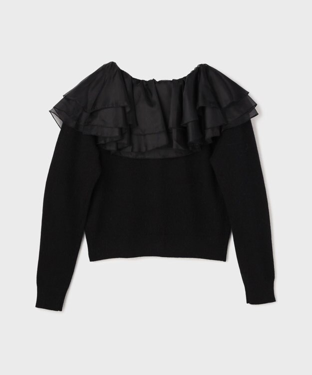 GRACE CONTINENTAL フリルニットカーディガン ブラック