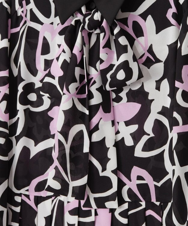 GRACE CONTINENTAL キカフラワープリーツドレス ブラック