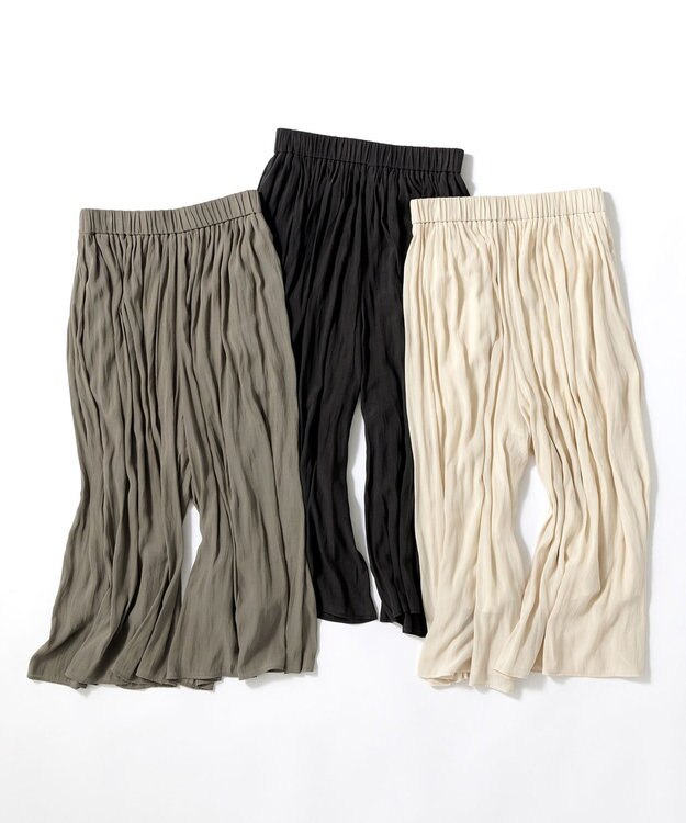 組曲 【ウエストゴム・WEB限定】シアープリーツライクシフォン パンツ グレー系