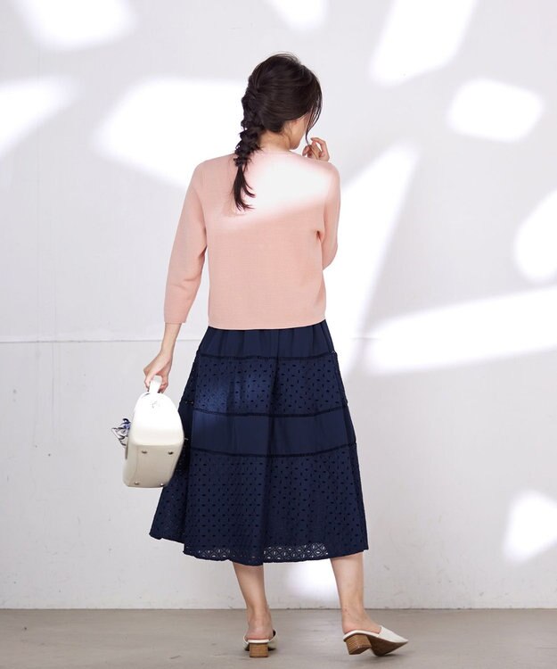 Tiaclasse 【洗える】フェイクリボンポケット付きカーディガン ピンク