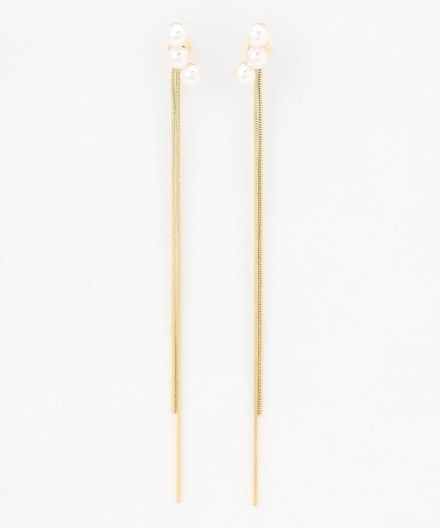 ANY 【WEB限定】ロングチェーンパールピアス（両耳用） ライトゴールド