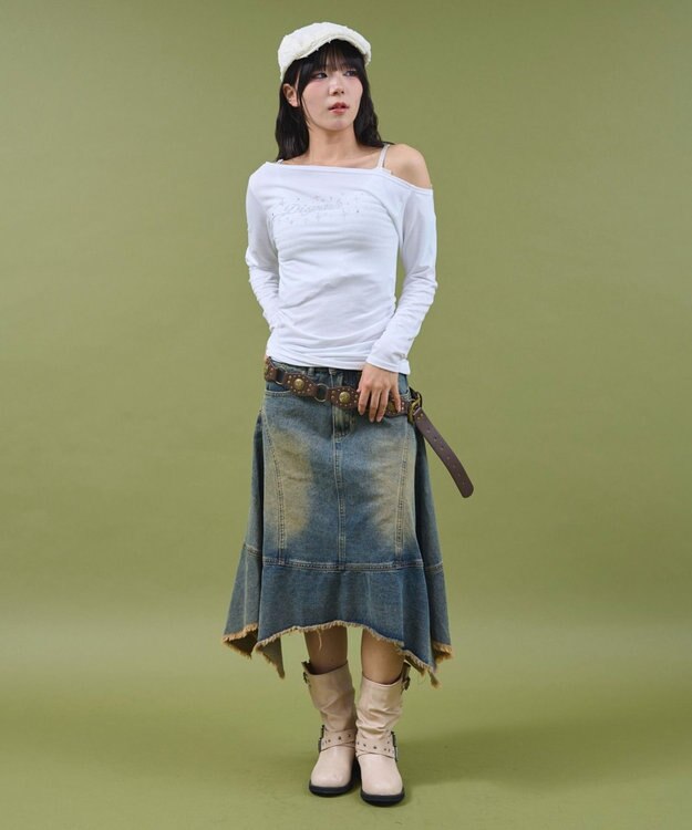 WEGO サイドギャザースタッズTOP ホワイト