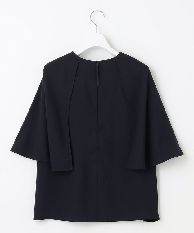 自由区 【洗える】バックサテンジョーゼット  ブラウス ネイビー系