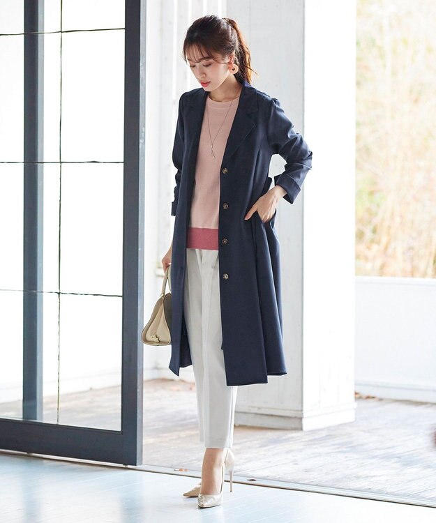 Tiaclasse 【洗える】快適な履き心地のダブルクロステーパードパンツ グレージュ