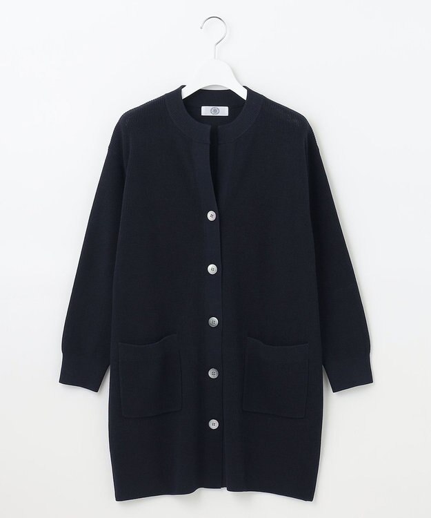 J.PRESS LADIES 【洗える】 ガスコットンアウター キーネック カーディガン ネイビー系