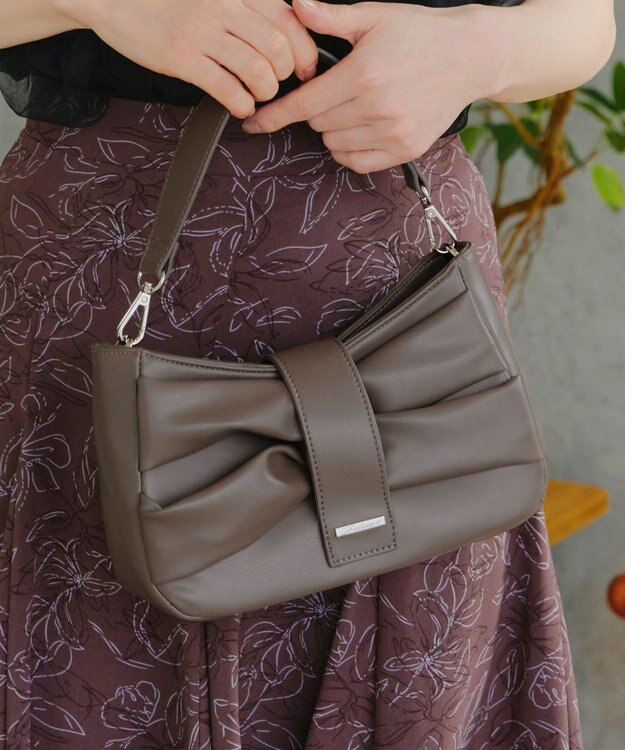 Tiaclasse 【安田美沙子さん着用・2way】リボンギャザーミニバッグ モカ