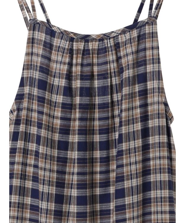 earth music&ecology マドラスチェックキャミワンピース Navy