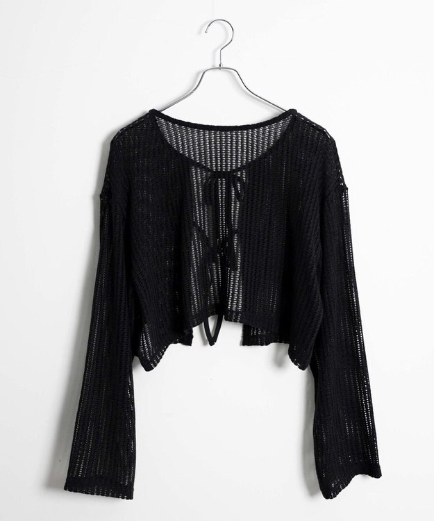 WEGO メッシュリボンカーディガン ブラック