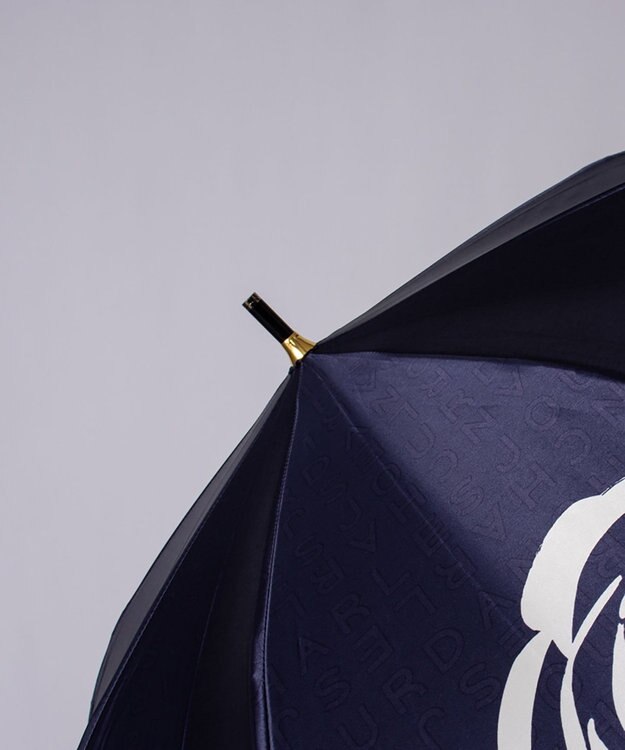 AURORA シャルルジョルダン 花柄 耐風 雨傘 ネイビー