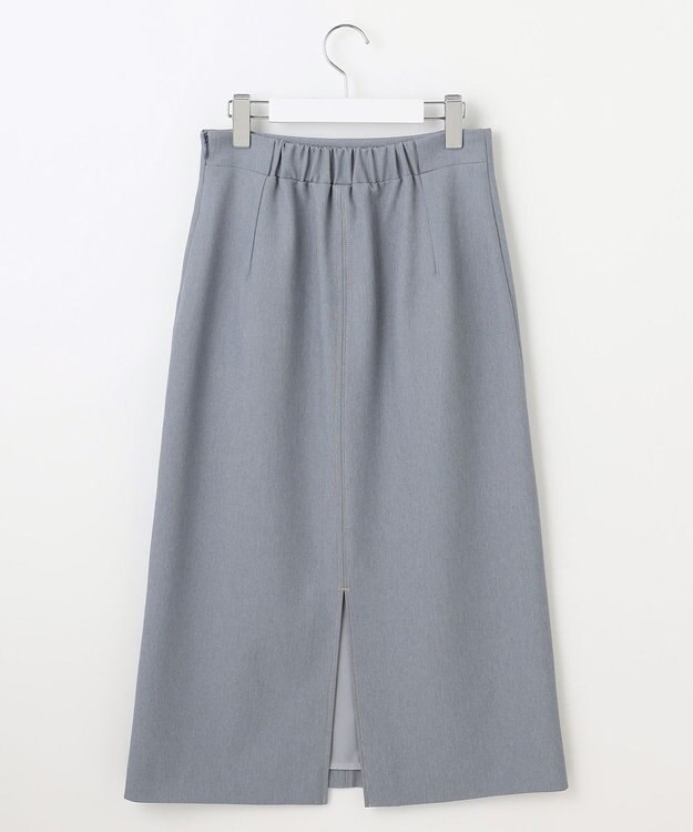 Feroux 【洗える】リボンポケット付きIライン スカート ブルー系