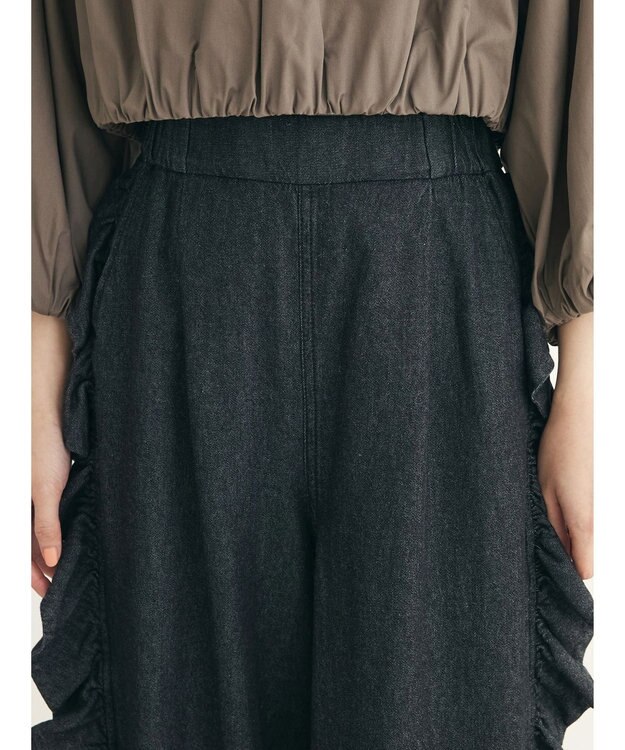 Green Parks ■ＥＳＣＡＲ　デニムサイドラッフルパンツ Black