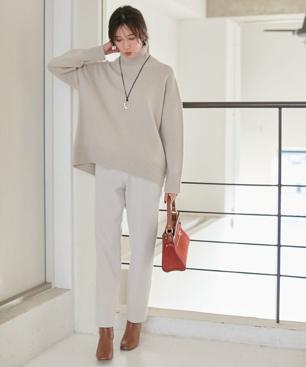 23区 【好評につき新色追加/CLASSY.1月号掲載】ウールカシミヤブレンド スタンドネック ニット ベージュ系