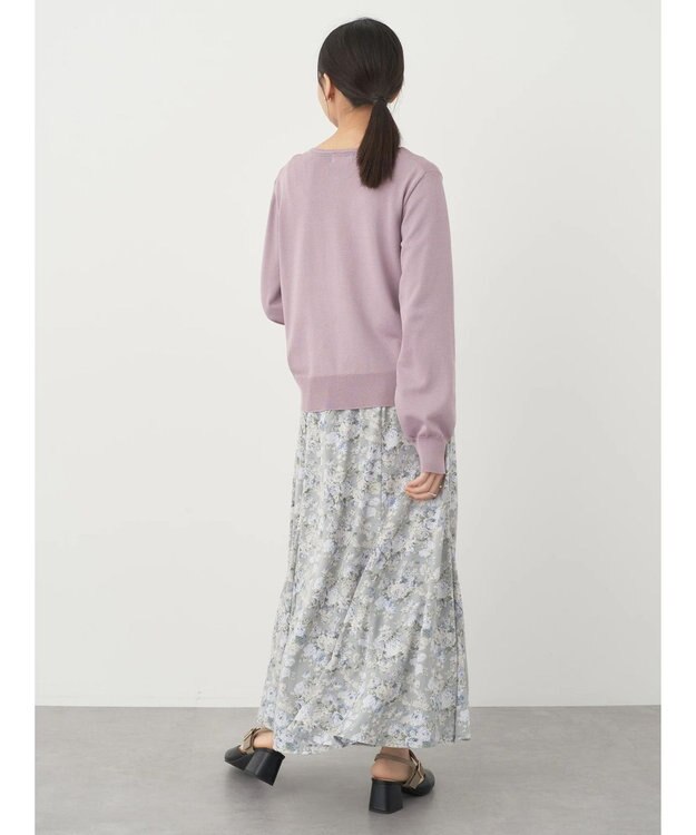 earth music&ecology いろいろ釦クルーネックカーディガン Lavender