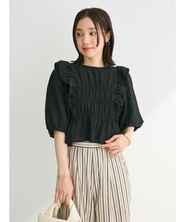 Green Parks ・ＥＬＥＮＣＡＲＥ　ＤＵＥ　シャドーチェックブラウス Black