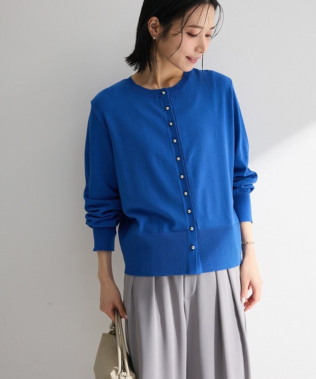 Green Parks 金釦コンパクトニットカーディガン Blue