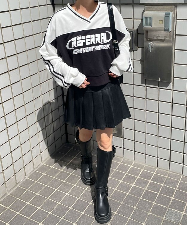 WEGO 切り替えショートスウェット ブラック