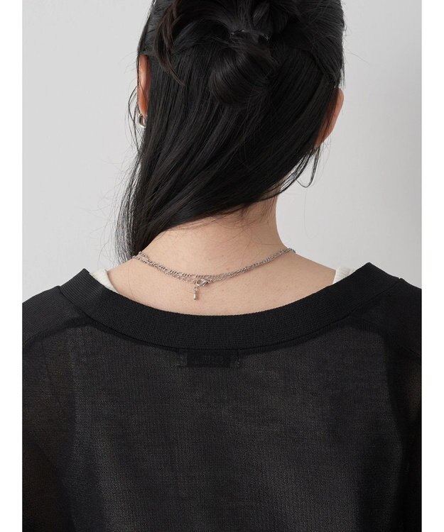 earth music&ecology シアーラメＶネックカーディガン Black