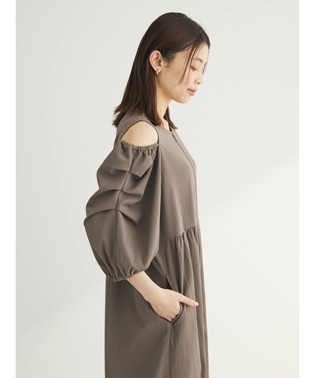 Green Parks ■ＥＳＣＡＲ　タックスリーブワイドオールインワン Gray Beige