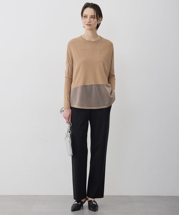 ICB 【先行予約】 ヴィスコースワイド シアーコンビプルオーバー アプリコットベージュ