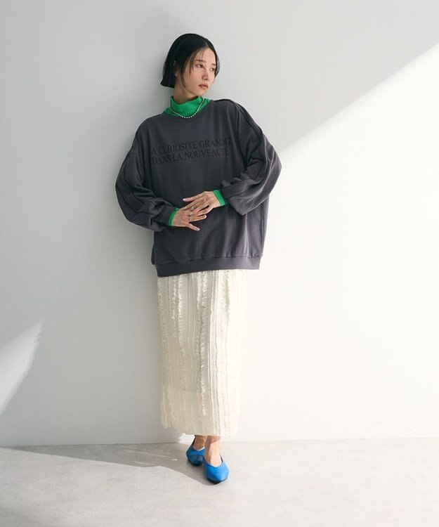 Green Parks ジャガードストライプフリルＩラインスカート Ivory