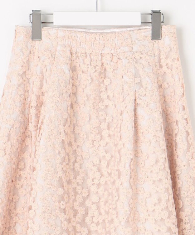 Feroux フラワー刺繍 フレアスカート ピンク系