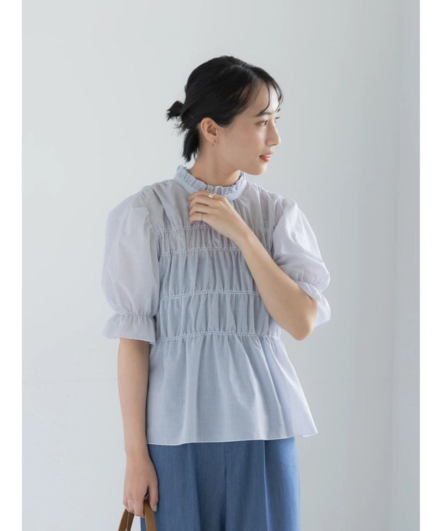 Te chichi スタンドフリルシャーリングブラウス オフホワイト