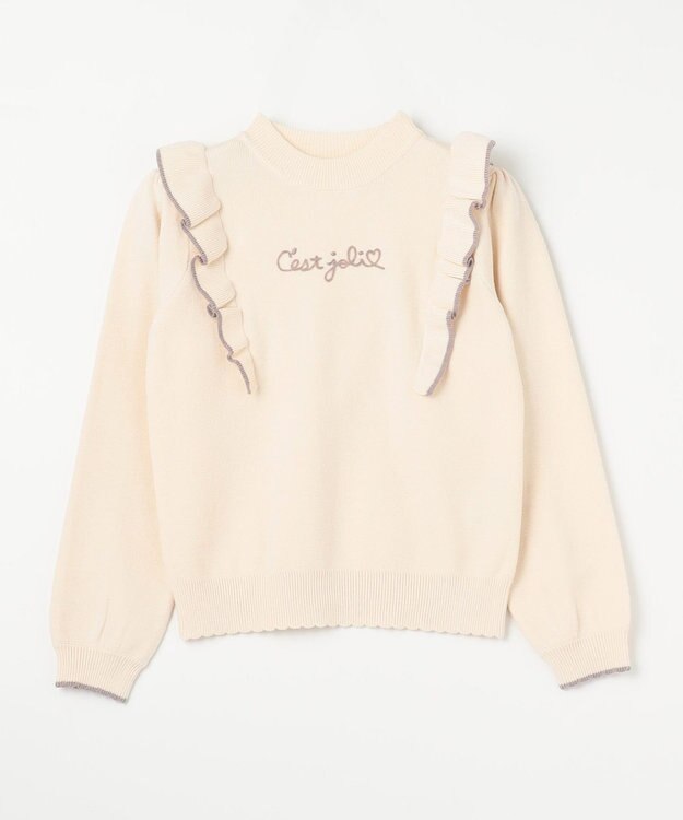 ANY KIDS 肩フリル しあわせタッチ ニット エクリュ