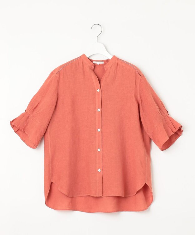 23区 L 【洗える】LIBECOリネン デザインスリーブ ブラウス オールドローズ系