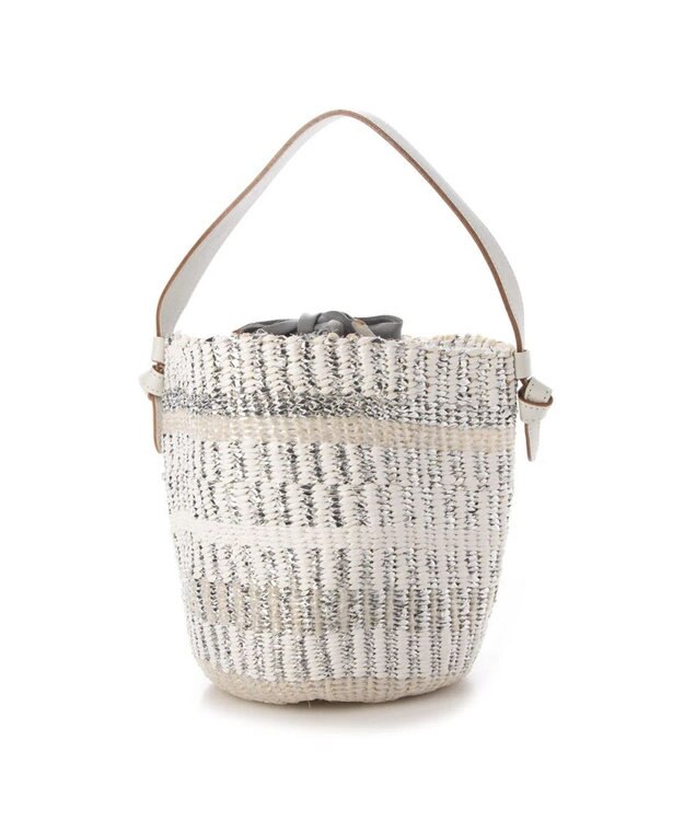 UNBILLION perche プラスティックサイザル×姫路レザー手提げトートバッグ アイボリー