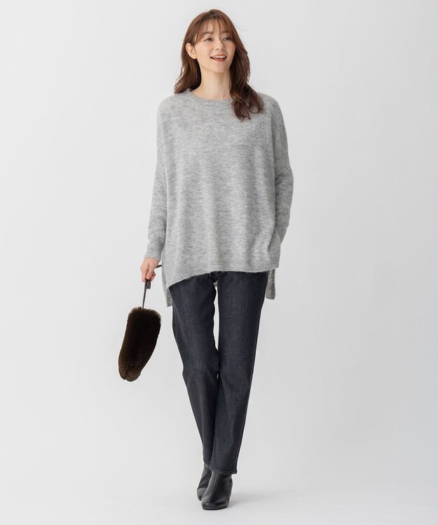 自由区 ポンチョニット ライトグレー系